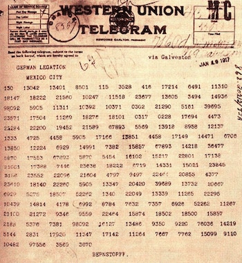 El telegrama Zimmermann cifrado.