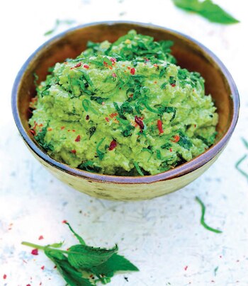 Puré de arvejas y menta