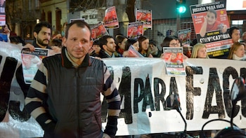 Gustavo durante una de las marchas en reclamo de justicia