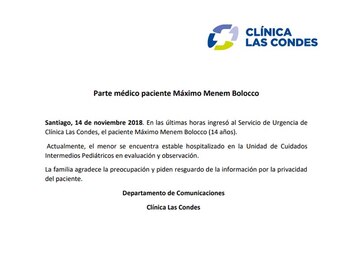 Parte médico oficial de Las