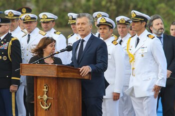 Mauricio Macri durante el homenaje