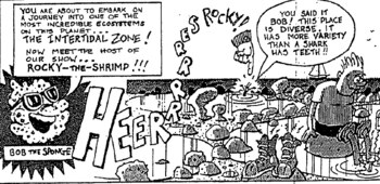 Bob Esponja, a la izquierda,