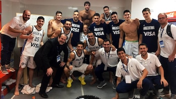 La celebración del plantel argentino