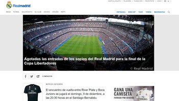 La página del Real Madrid
