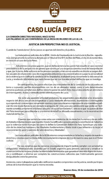 El comunicado presentado por las