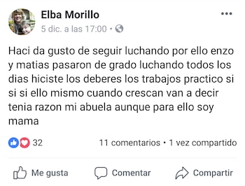El posteo de Elba en