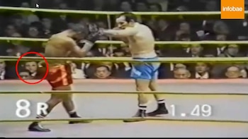 En 1968 Ernesto Cherquis Bialo comentó la pelea en Tokio sentado en la segunda fila, junto al relator Osvaldo Caffarelli (de camisa blanca, tapado por Fujii)