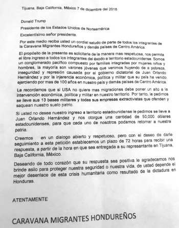 El documento fue dirigido a