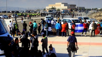 Protesta de hondureños frente al