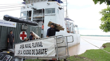 El buque multipropósito ARA Ciudad de Zárate está equipado con consultorios médicos en los que se brindó asistencia durante la campaña sanitaria fluvial. Foto: Gentileza DIMAE.