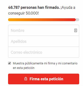 Número de firmas que acumula la petición