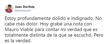 El mensaje de Juan Darthés