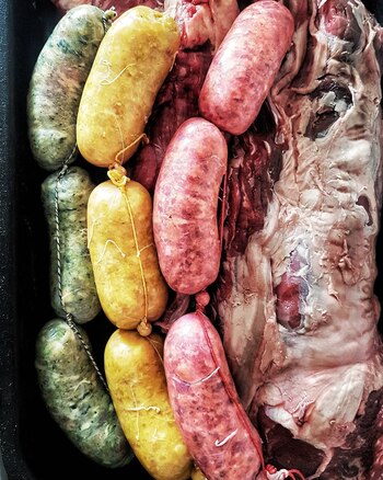 Chorizos saborizados con menta, con