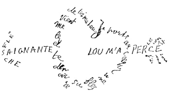 Caligrama de Apollinaire dedicado a
