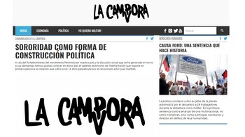 La home de La Cámpora,