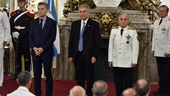 Macri y el ministro Aguad