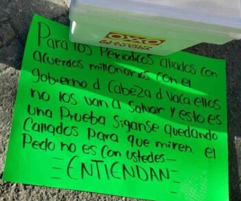 Mensaje dejado afuera de las