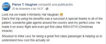 La sobrecargo Pierce agradeció al