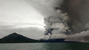 El momento de la erupción,