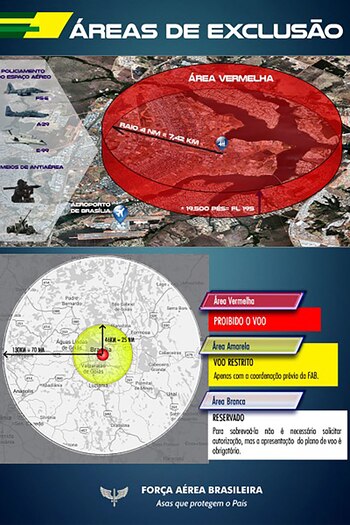 El operativo de seguridad aérea montado sobre Brasilia (Fuerza Aérea de Brasil)