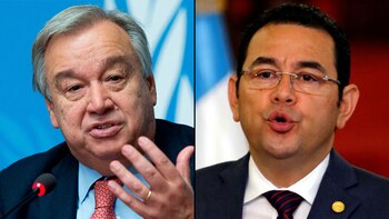 Antonio Guterres y Jimmy Morales