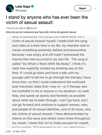 El descargo de Lady Gaga