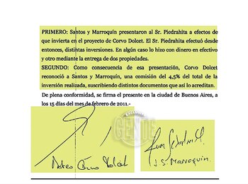 El documento que firmó Mateo