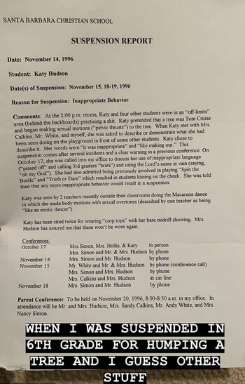 Perry fue suspendida en 1996