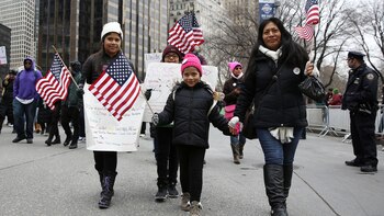 Mujeres manifestándose en Nueva York