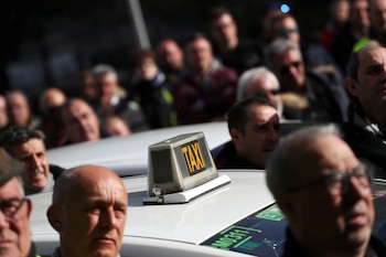 Taxistas en Madrid protestan contra