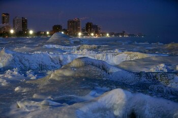 Hielo en el lago Michigan