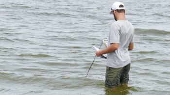 Técnicos toman muestras del agua