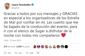 El tuit de Laurita Fernández