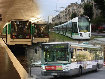 En París, la RATP opera subtes, tranvías y buses. También la Red Expreso Regional (RER)