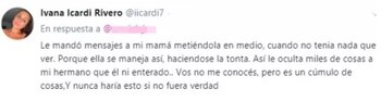 Tuit publicado por Ivana Icardi