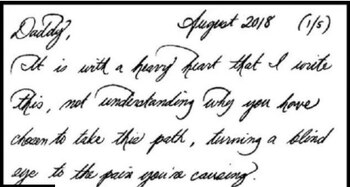 Parte de la carta de Meghan a su padre, Thomas Markle, difundida por el The Mail on Sunday.