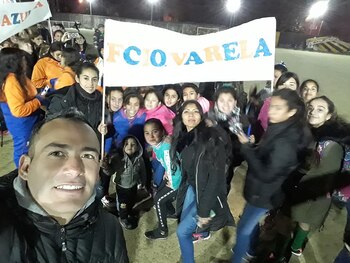 Con las chicas del hockey