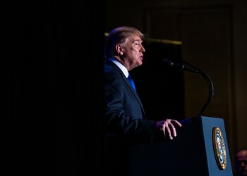 President Donald Trump en JW Marriott en Washington,