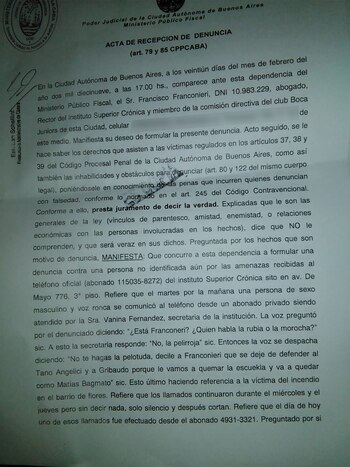 Parte de la denuncia que