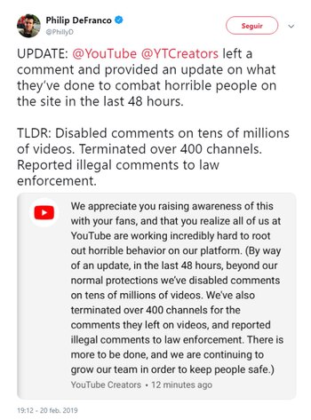 El tweet de DeFranco informando