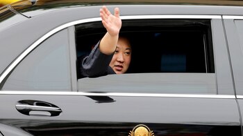 Kim Jong-un en su llegada