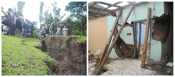 Una falla geológica abrió una grieta de aproximadamente un kilómetro de largo, que dividió al pueblo en dos y derrumbó 485 viviendas. (Fotos Gobernación de Nariño)