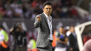 Gallardo, en el partido en que Rver venció por 4-2 a Newell’s (Télam)