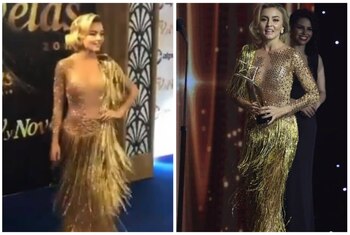 Angelique sorprendió con su vestido