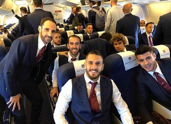 Los jugadores antes de partir