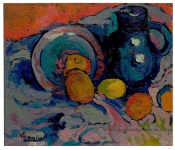 “Naturaleza muerta con jarra azul”,