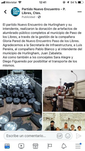 La donación a Paso de los Libres fue en octubre del año pasado