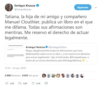 El historiador envió ayer un