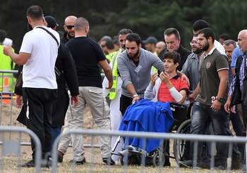 Zead Mustafa, durante el funeral