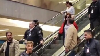 Cristina Kirchner en Ezeiza (Captura TV)